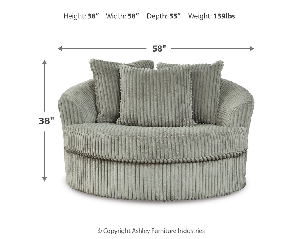 Lindyn Fog Super Chaise with Oversized Swivel Chair