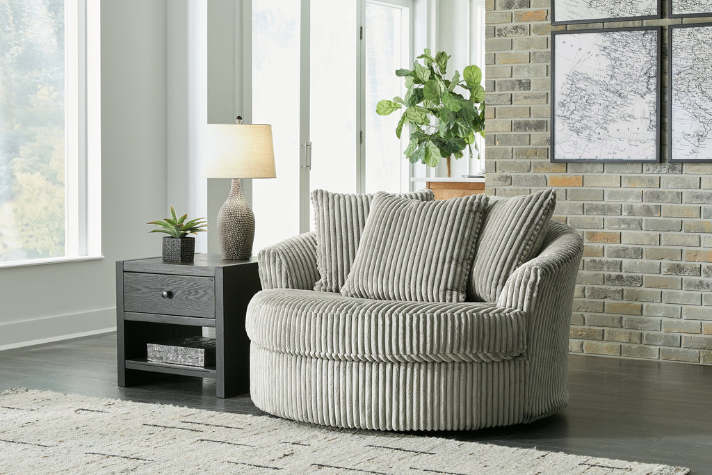 Lindyn Fog Super Chaise with Oversized Swivel Chair