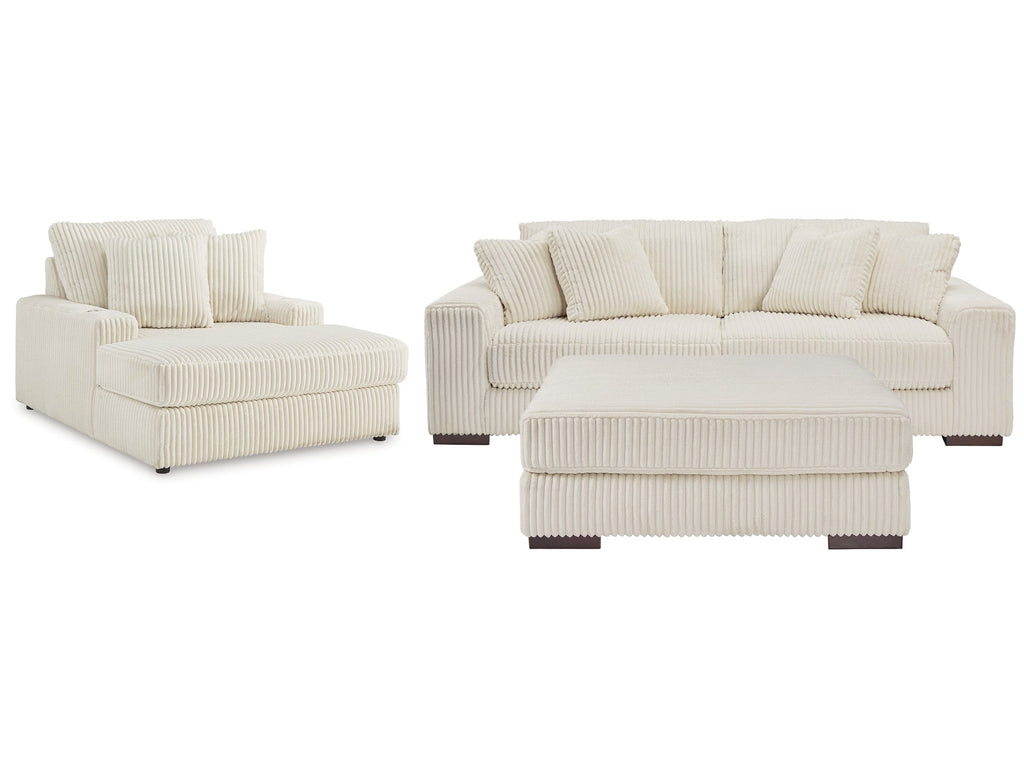 Lindyn Ivory 2-Piece Sectional, Chaise and Oversized Ottoman