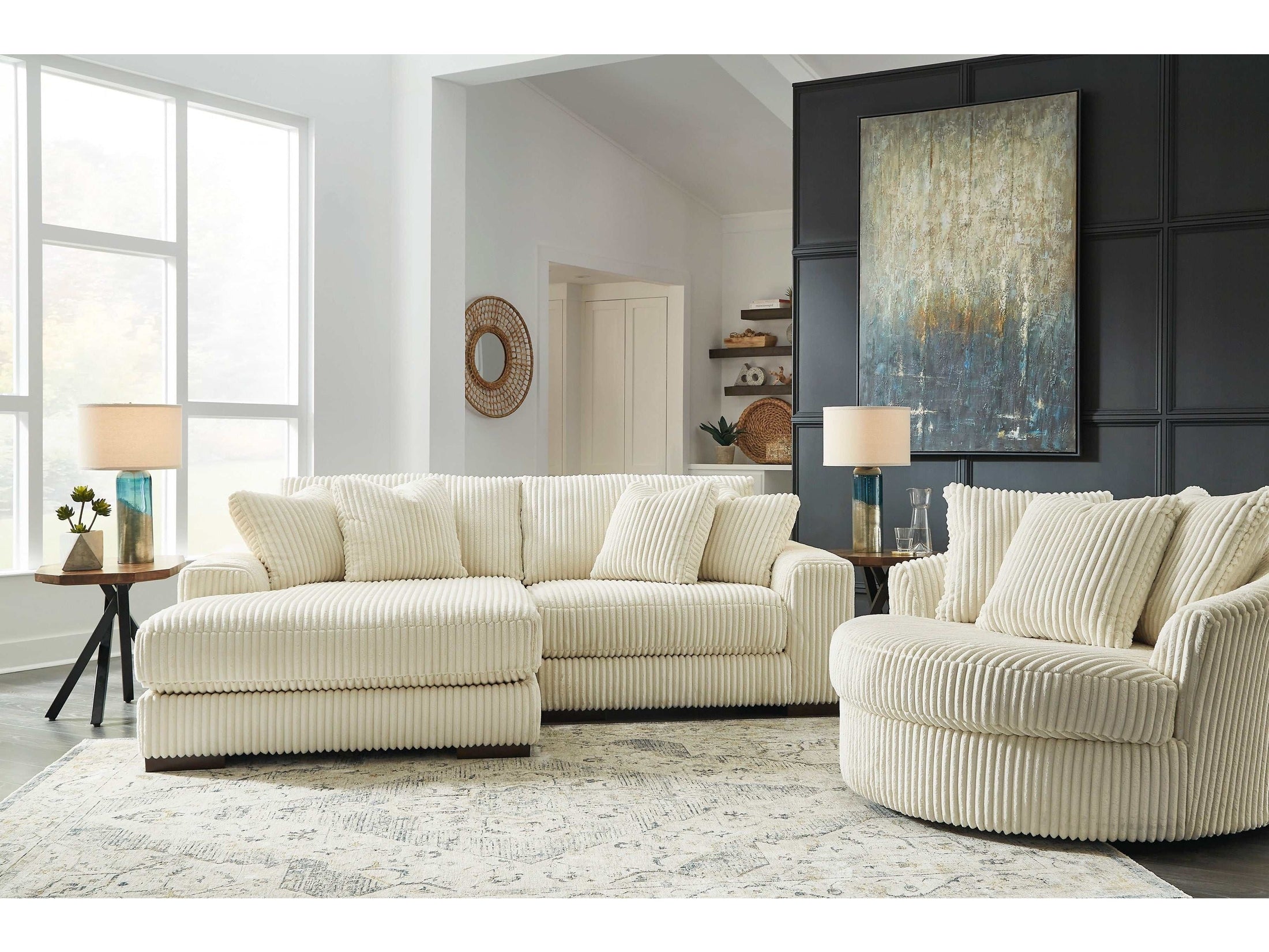 Lindyn Ivory 2pc LAF Chaise Sectional