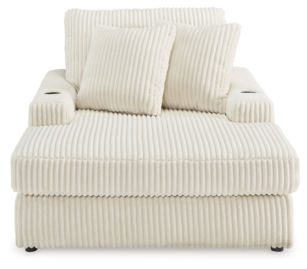 Lindyn Ivory Chaise w/ 2 Cup Holders & USB Charging Port