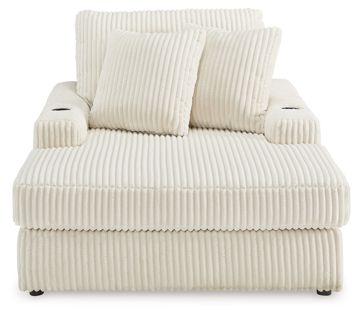 Lindyn Ivory Chaise w/ 2 Cup Holders & USB Charging Port
