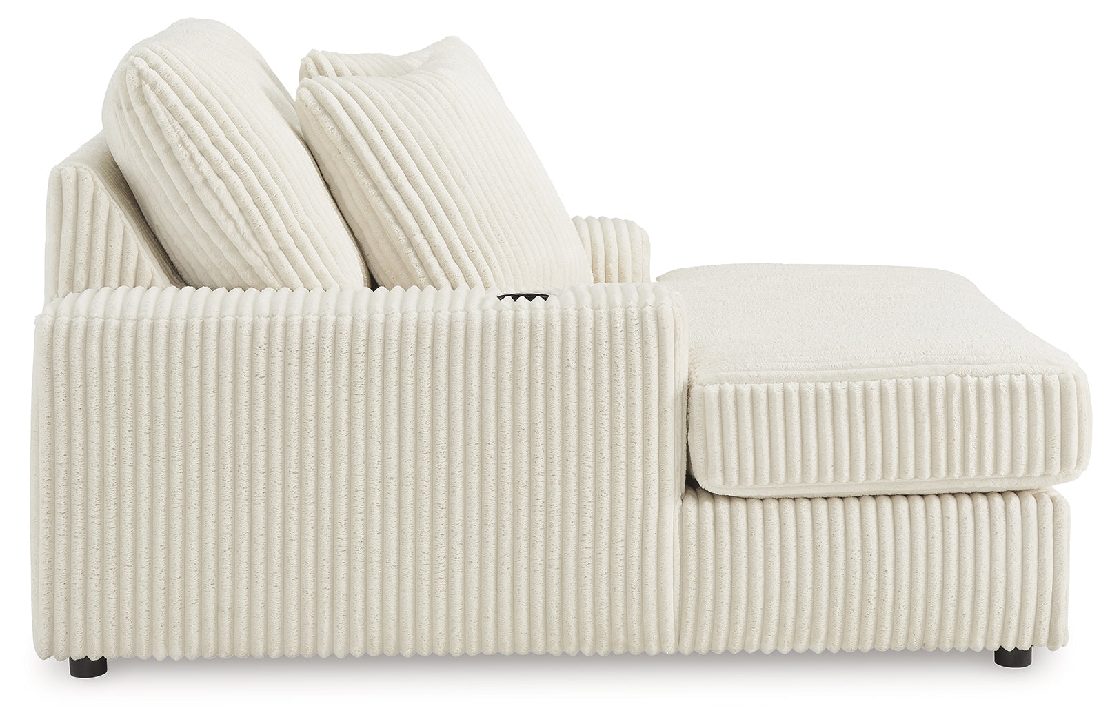 Lindyn Ivory Chaise w/ 2 Cup Holders & USB Charging Port