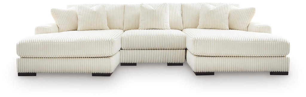 Lindyn Ivory 3-Piece Sectional with Double Chaise