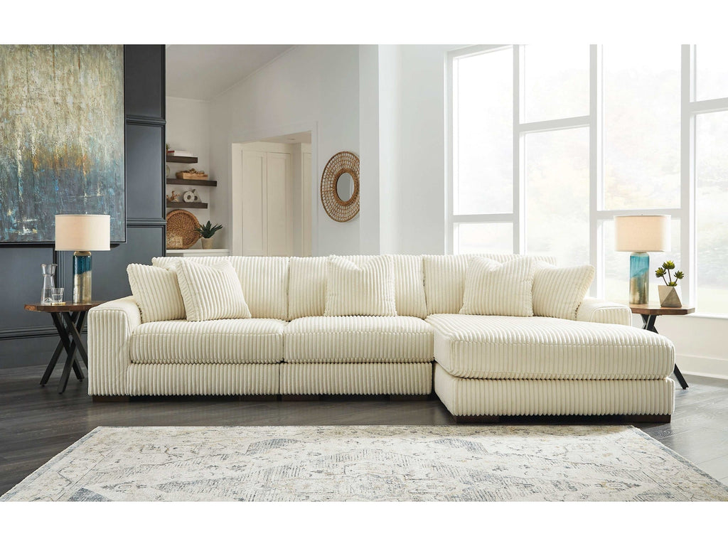 Lindyn Ivory 3pc RAF Chaise Sectional
