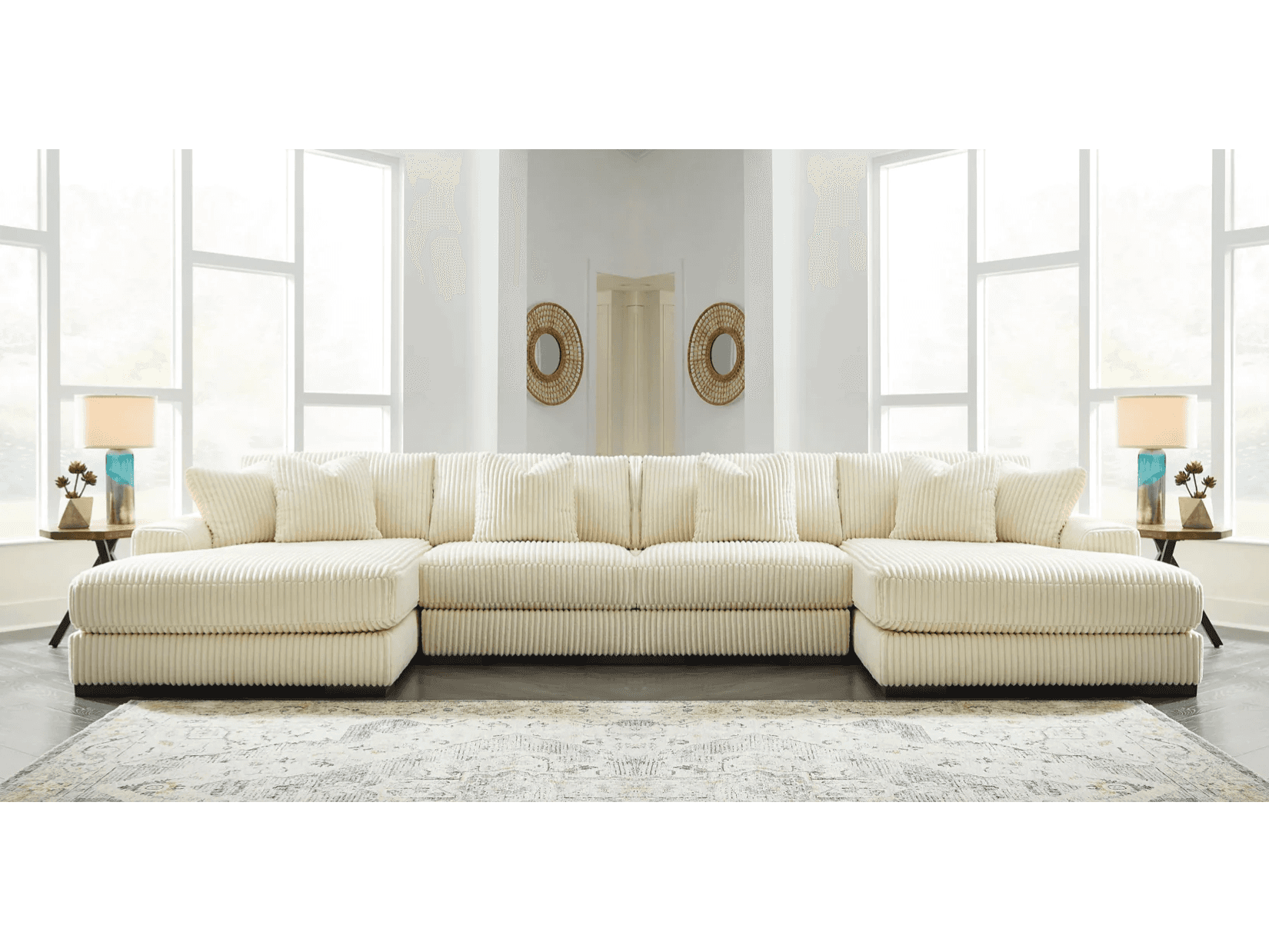 Lindyn Ivory 4pc U Shape Double Chaise Sectional