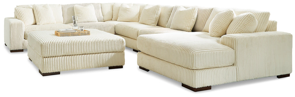 Lindyn Ivory 6-Piece Sectional with Chaise and Ottoman