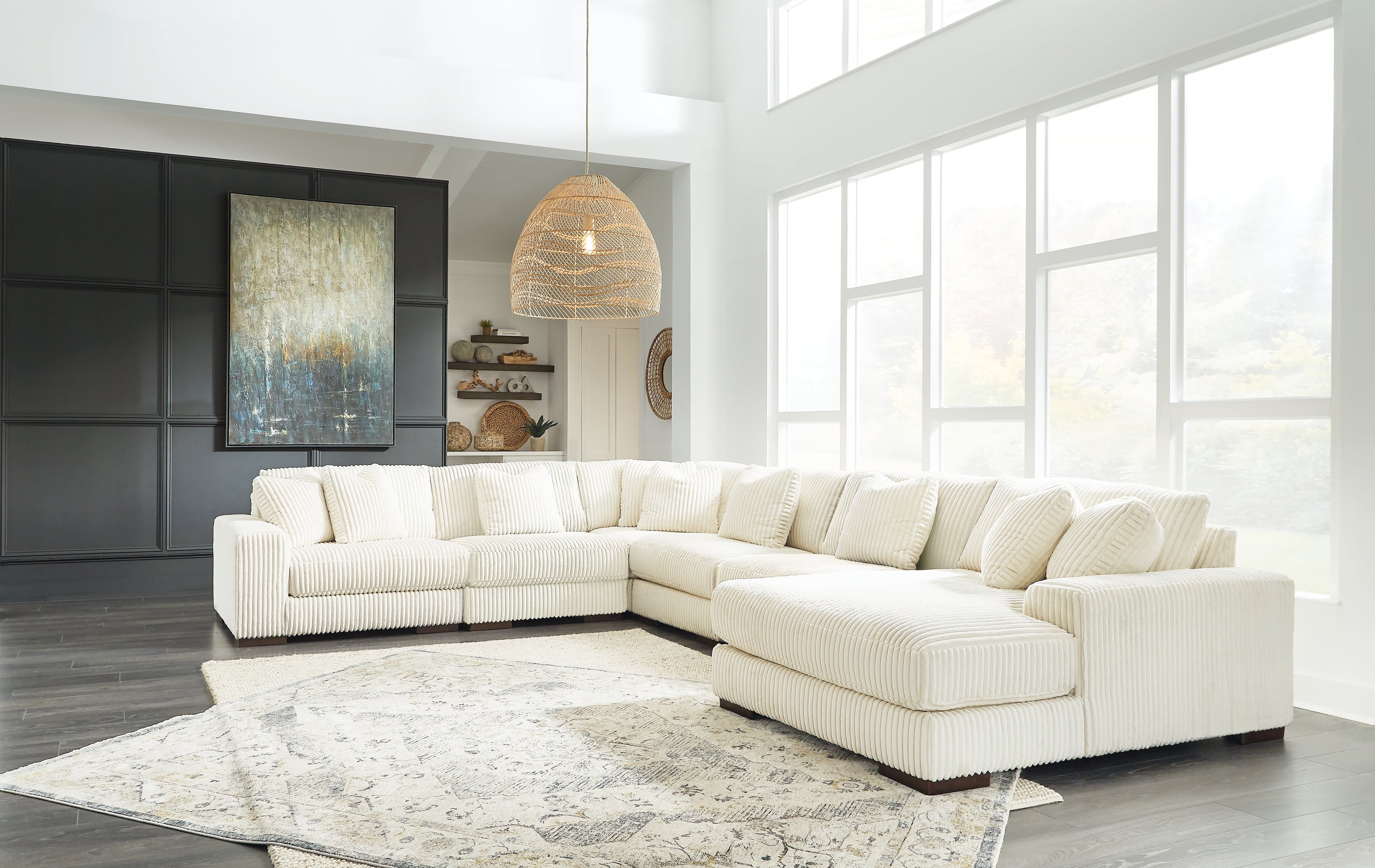 Lindyn Ivory 6-Piece Sectional with Chaise and Ottoman
