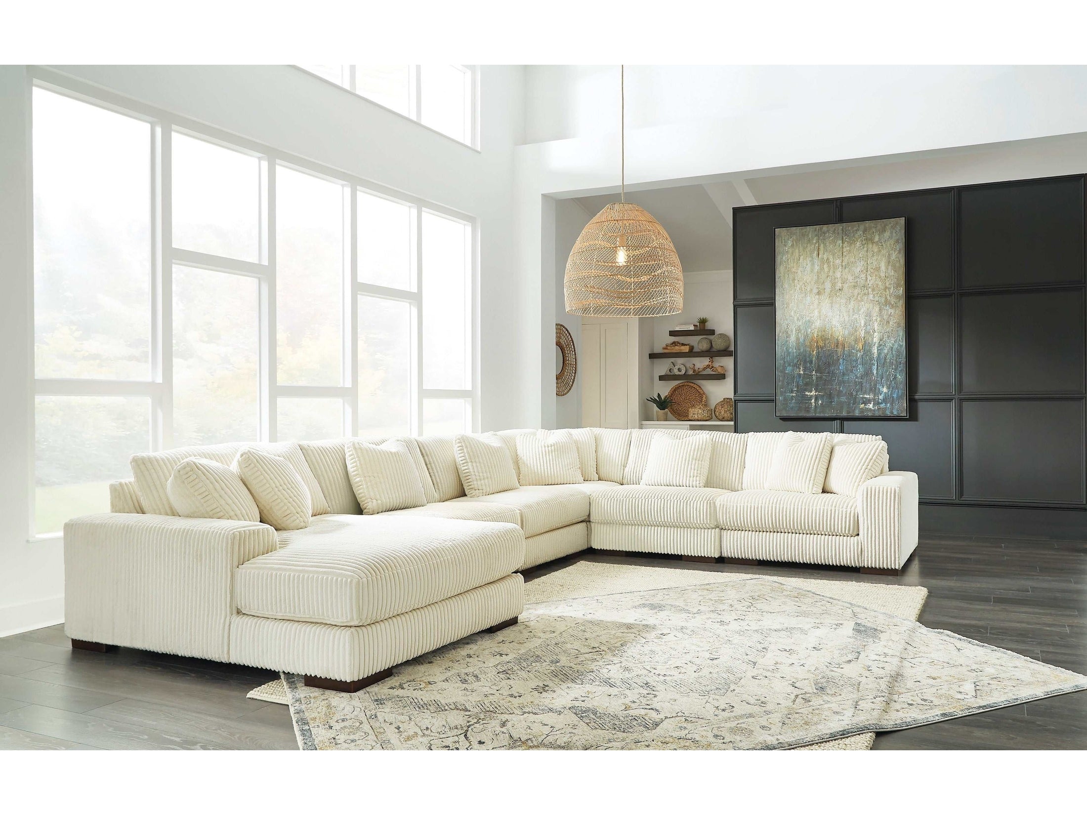 Lindyn Ivory 6pc LAF Chaise Sectional