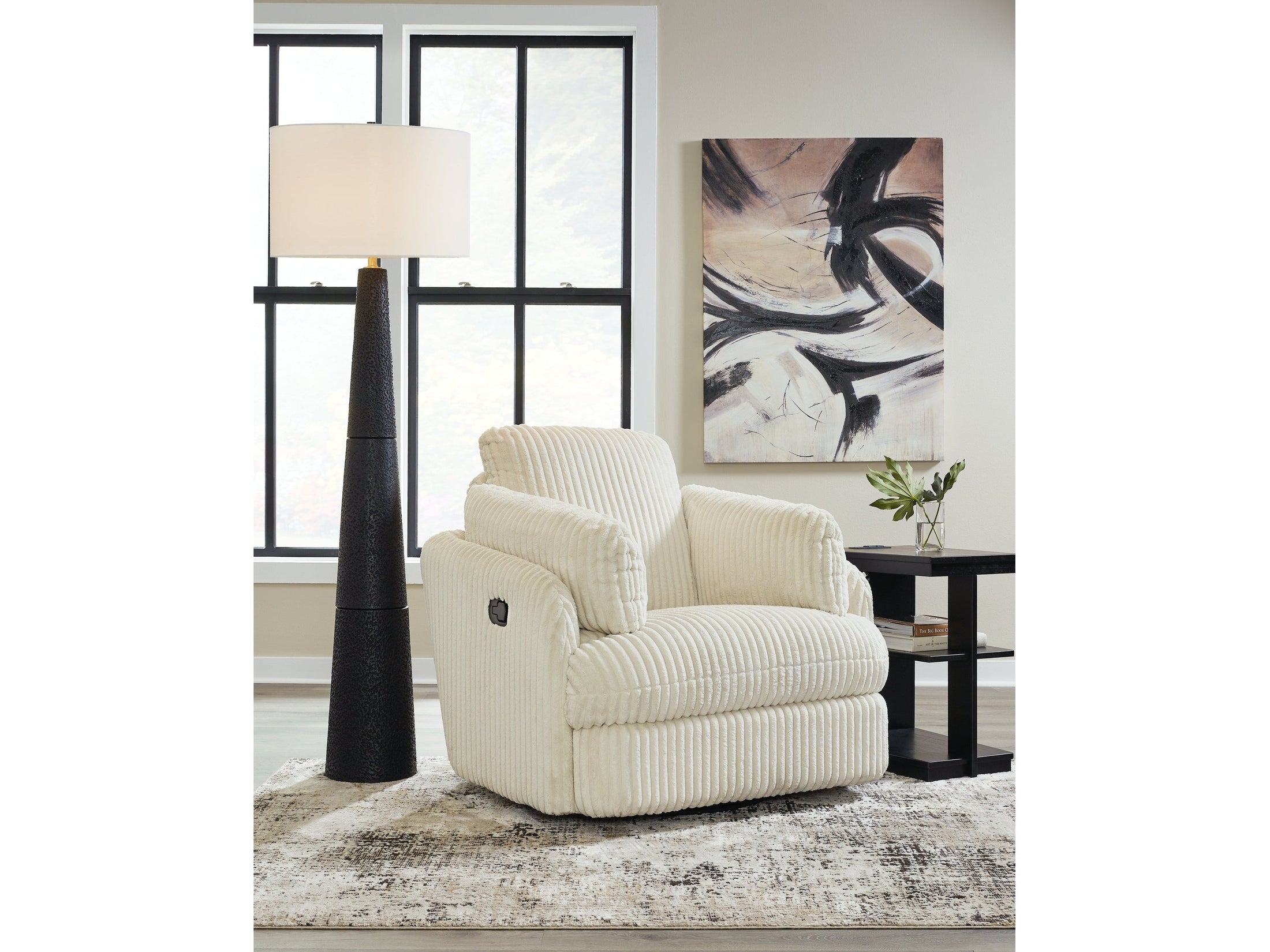 Tie-Breaker Ivory Swivel Glider Recliner