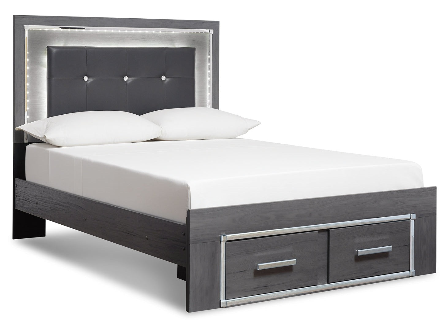 Lodanna Gray Full Panel Bed with 2 Storage Drawers