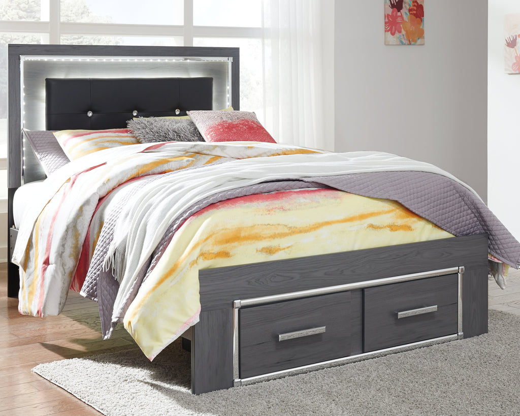 Lodanna Gray Full Panel Bed with 2 Storage Drawers