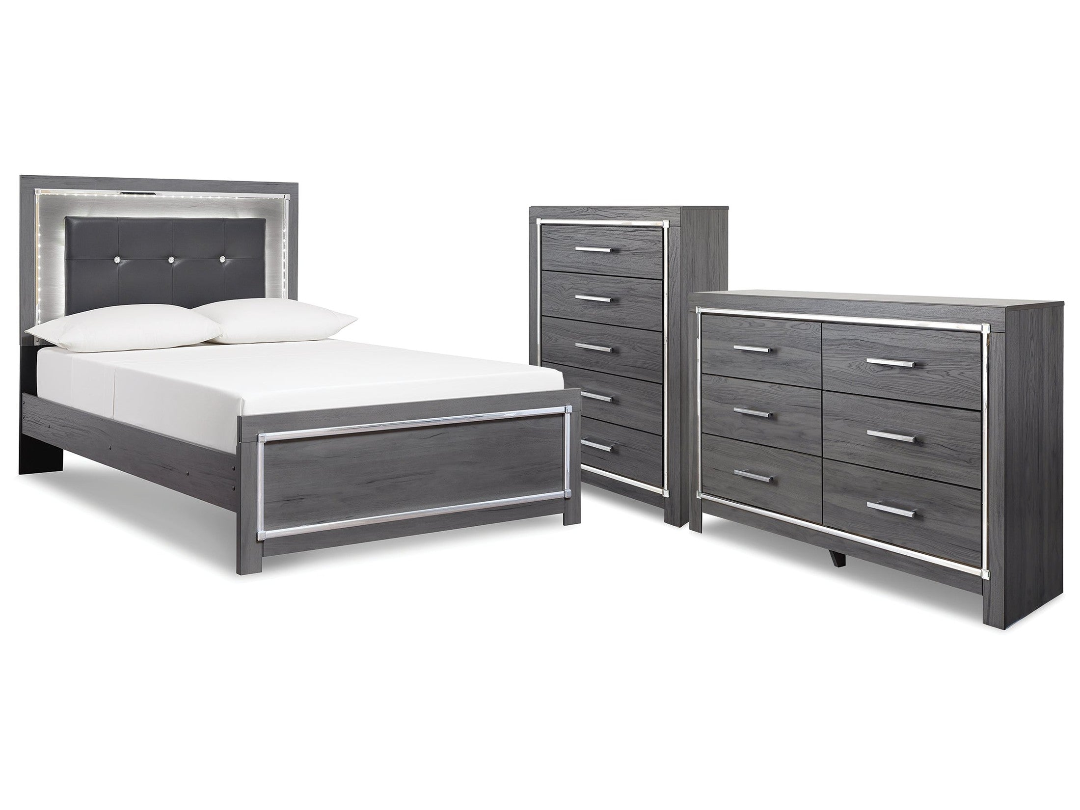 Lodanna Gray Full Panel Bedroom Set with Dresser and Chest
