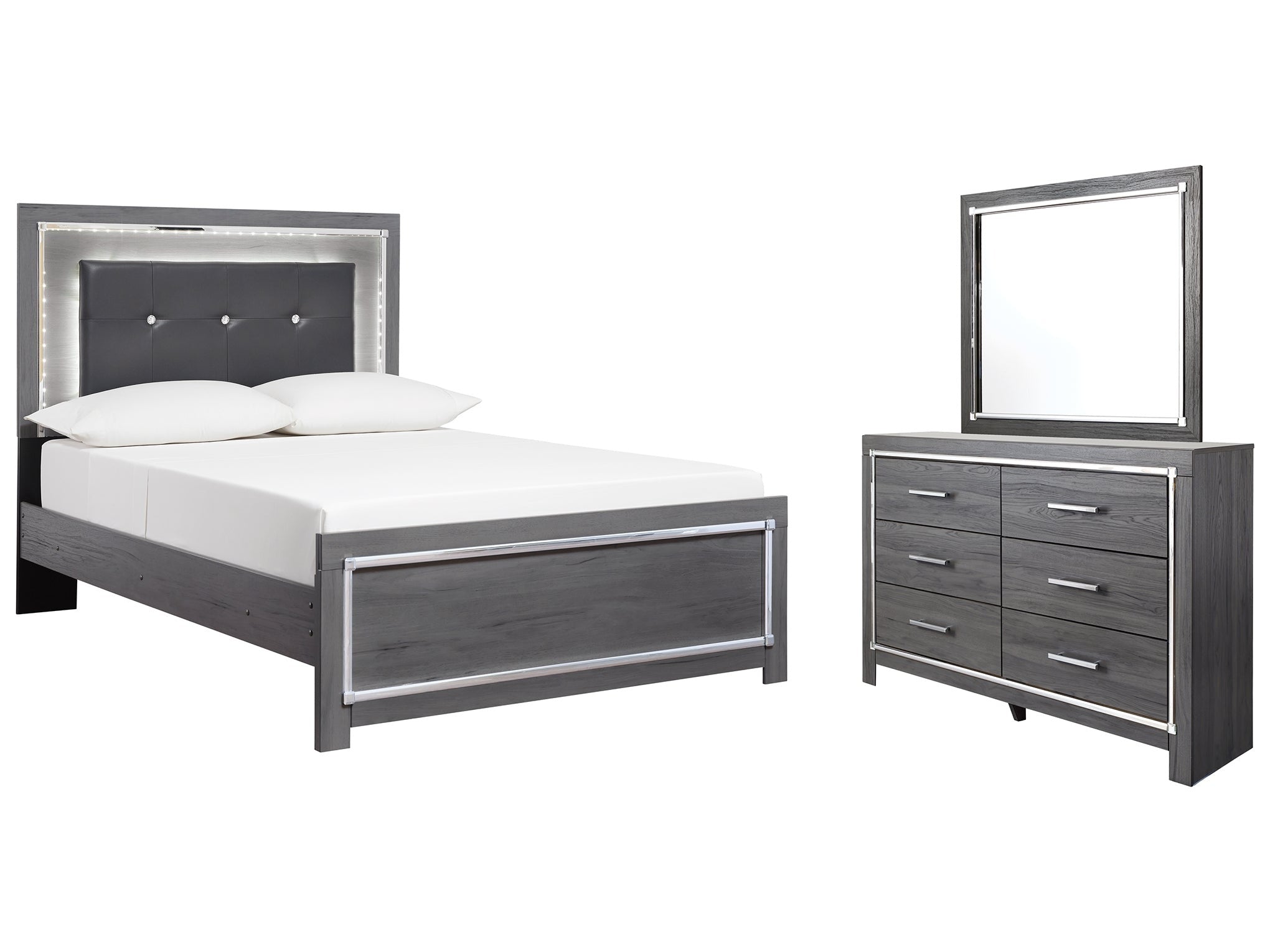 Lodanna Gray Full Panel Bedroom Set with Dresser and Mirror