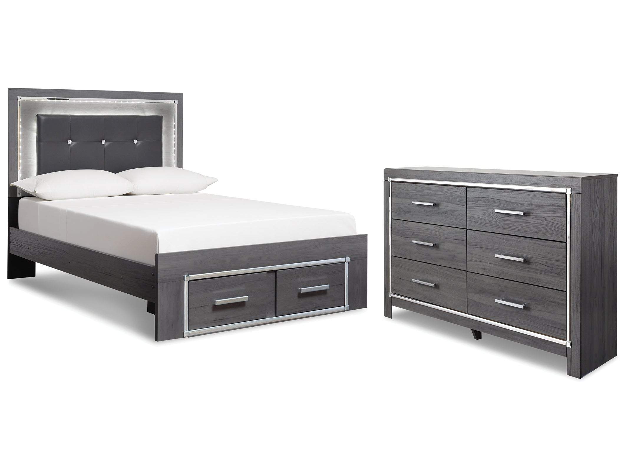 Lodanna Gray Full Panel Storage Bedroom Set with Dresser