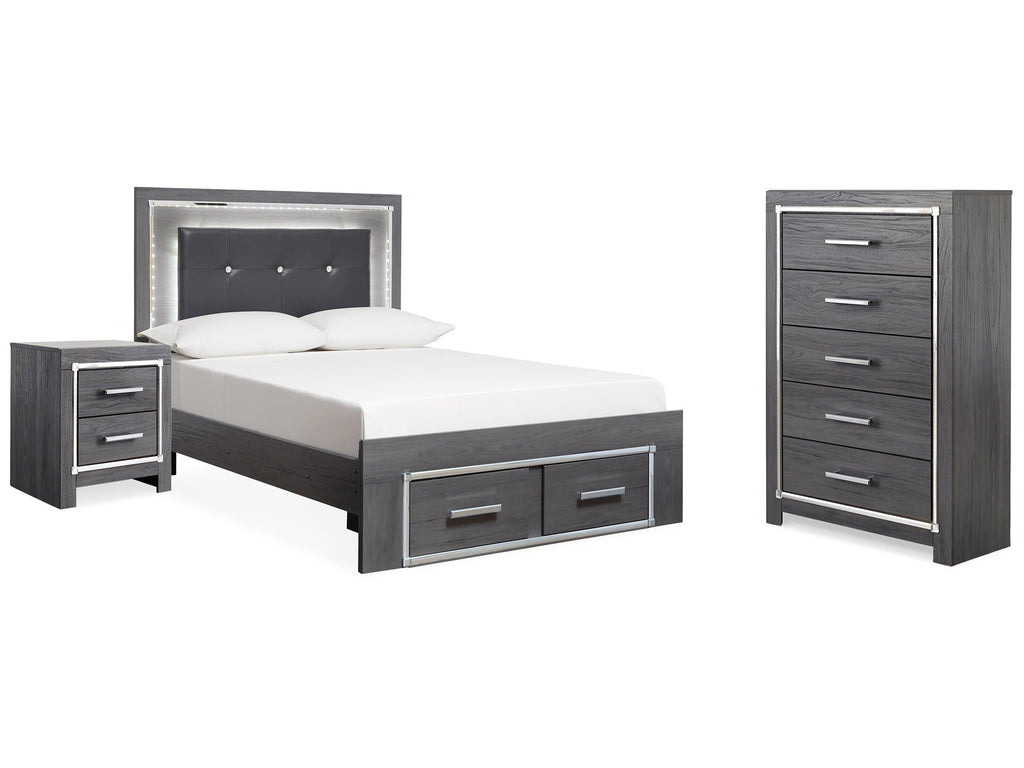 Lodanna Gray Full Storage Bed & Chest & Nightstand
