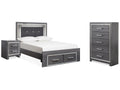 Lodanna Gray Full Storage Bed & Chest & Nightstand