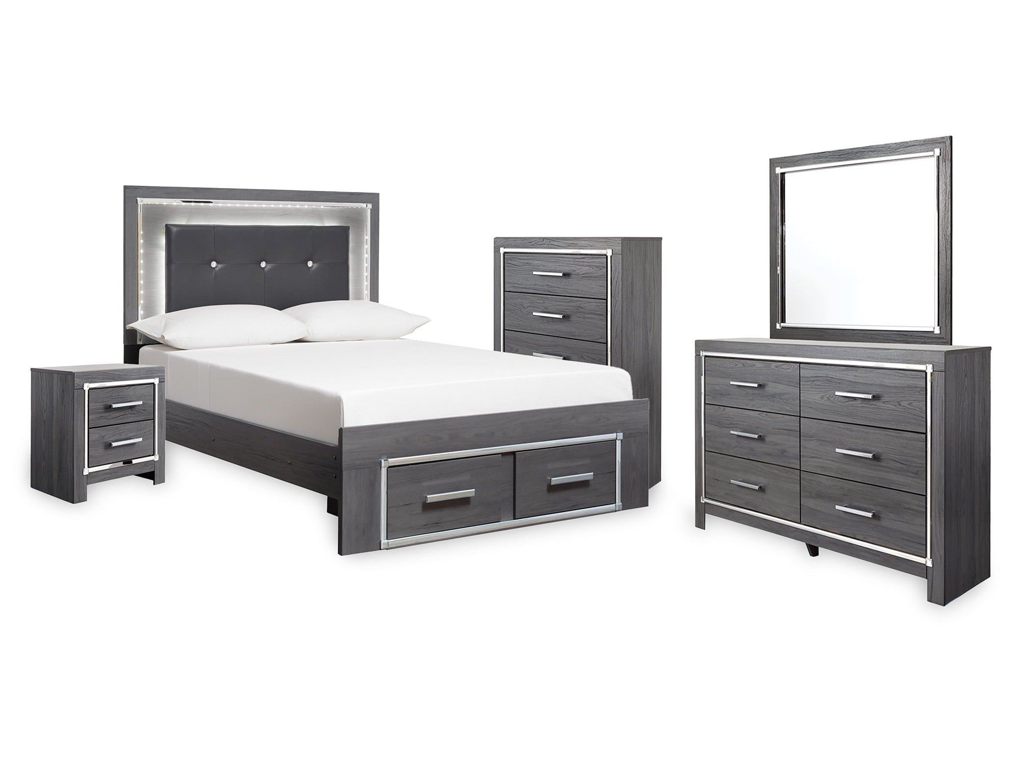 Lodanna Full Storage Bedroom Set, Gray