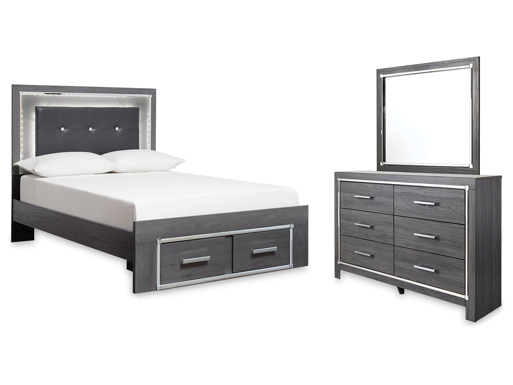 Lodanna Gray Full Storage Bedroom Set with Dresser and Mirror