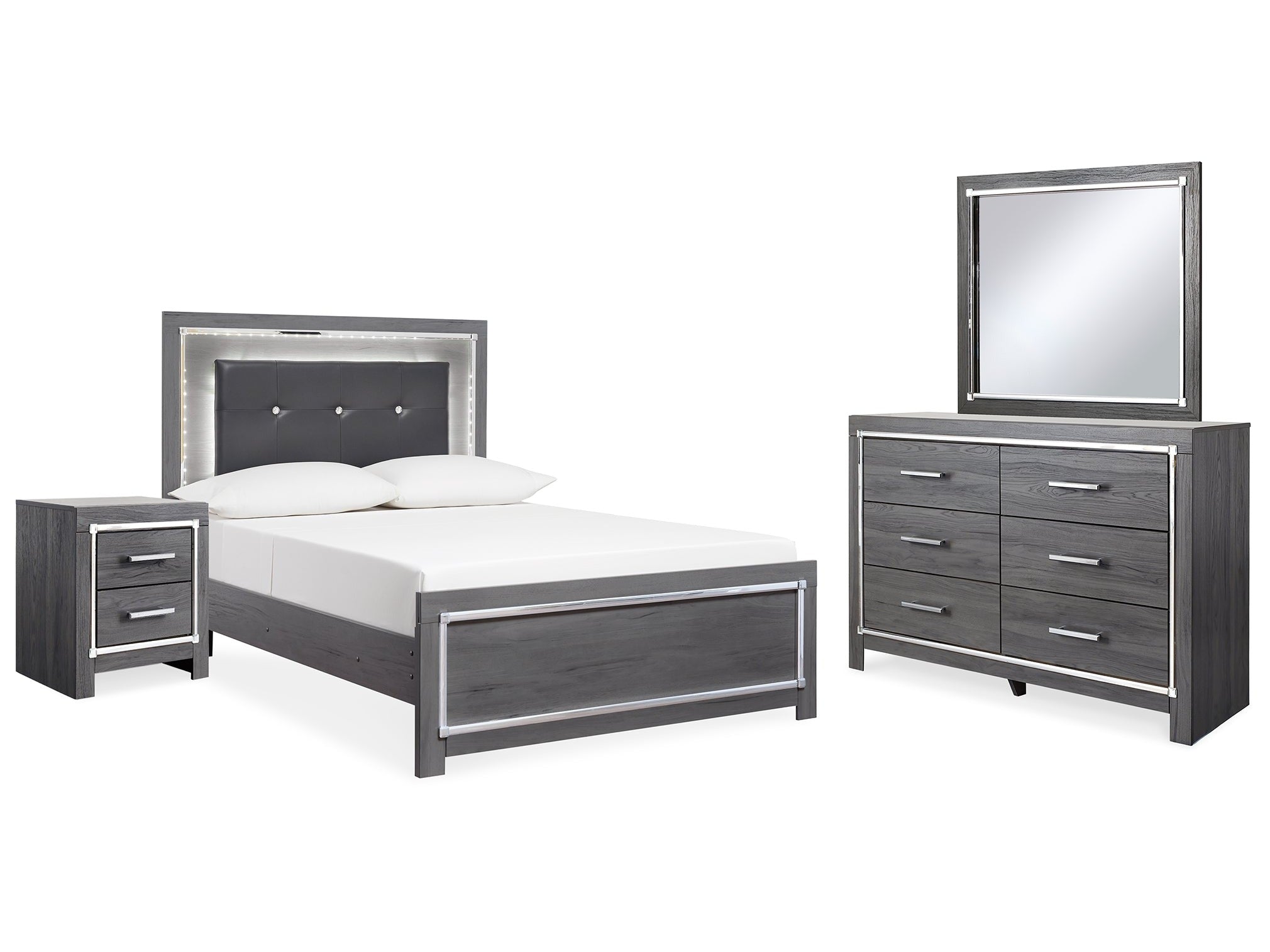 Lodanna Full Upholstered Panel Bedroom Set, Gray