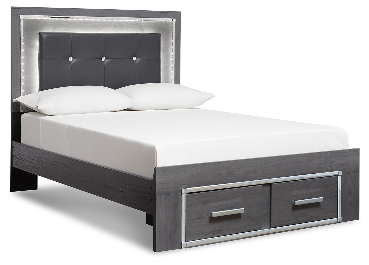 Lodanna Gray Full Upholstered Panel Storage Bed and Chest