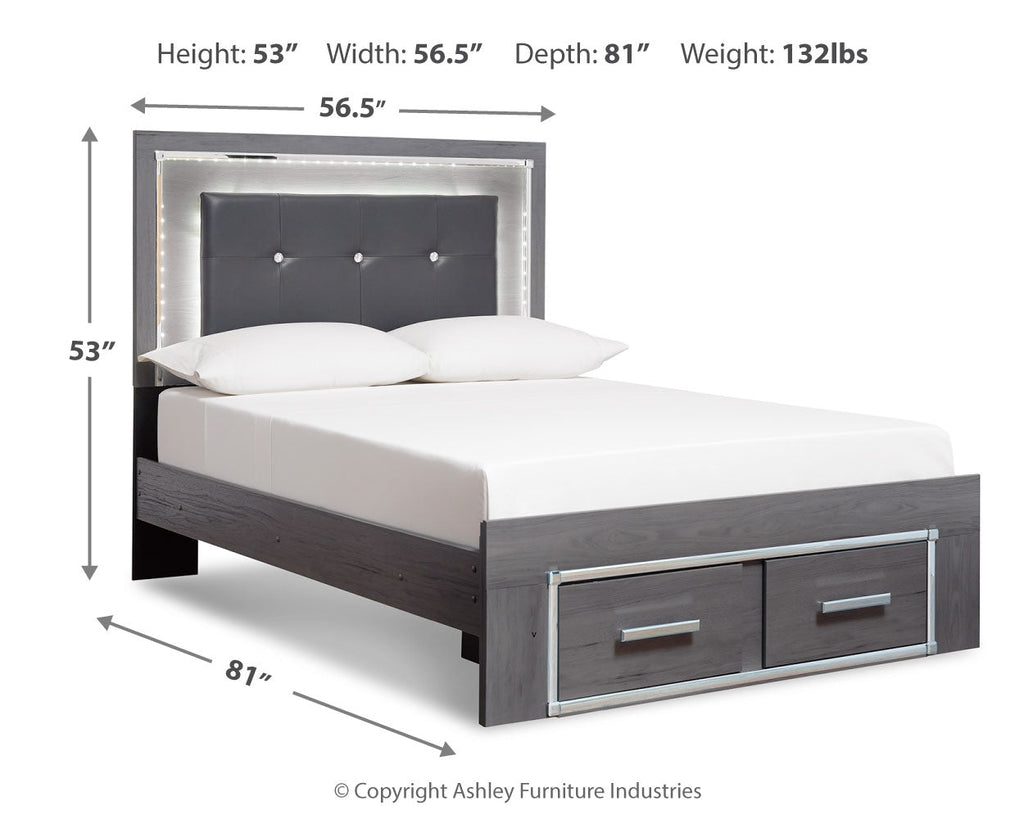 Lodanna Gray Full Upholstered Panel Storage Bed and Chest