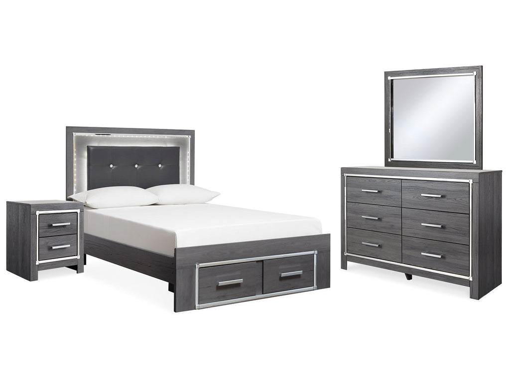 Lodanna Full Upholstered Panel Storage Bedroom Set, Gray