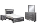 Lodanna Full Upholstered Panel Storage Bedroom Set, Gray