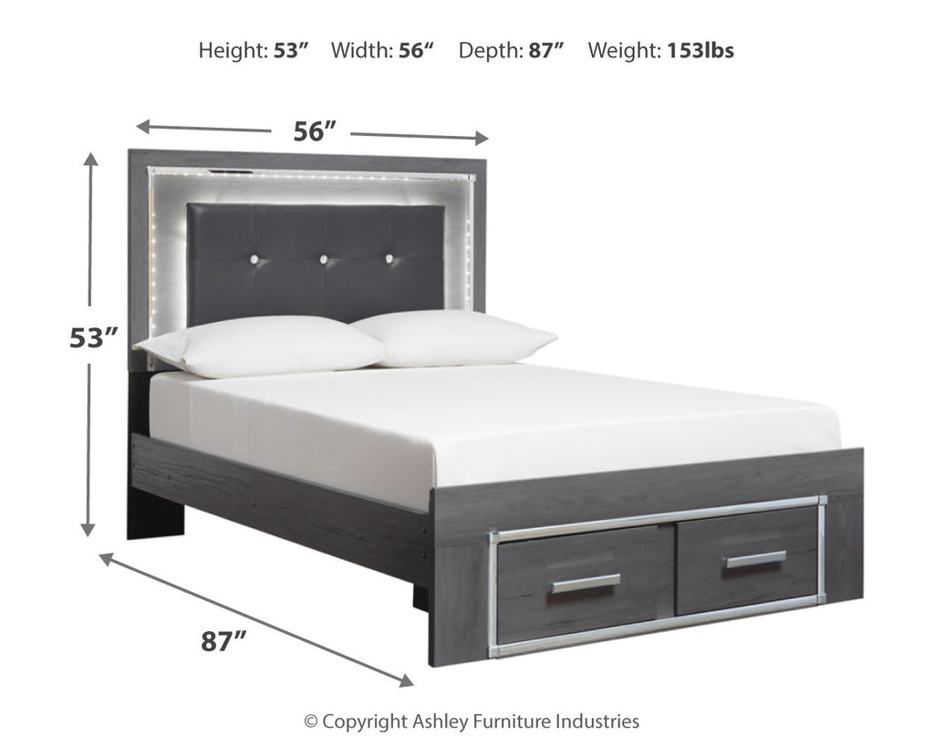 Lodanna Full Upholstered Panel Storage Bedroom Set, Gray