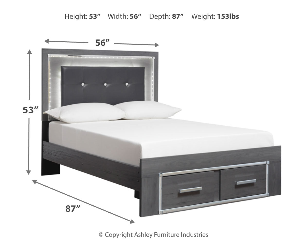 Lodanna Full Upholstered Panel Storage Bedroom Set, Gray