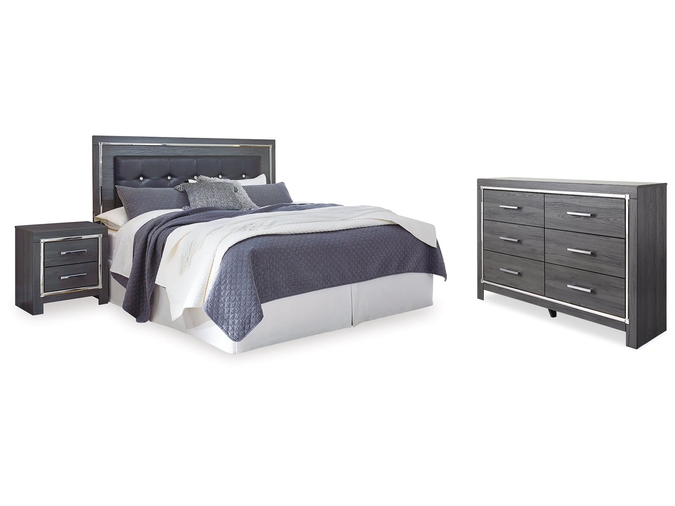Lodanna Gray King/Cal King Panel Headboard, Dresser and Nightstand