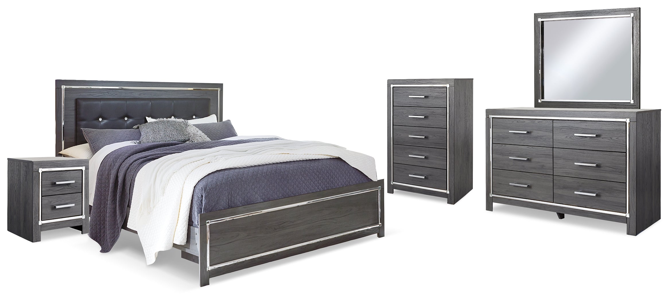 Lodanna King Panel Bedroom Set, Gray