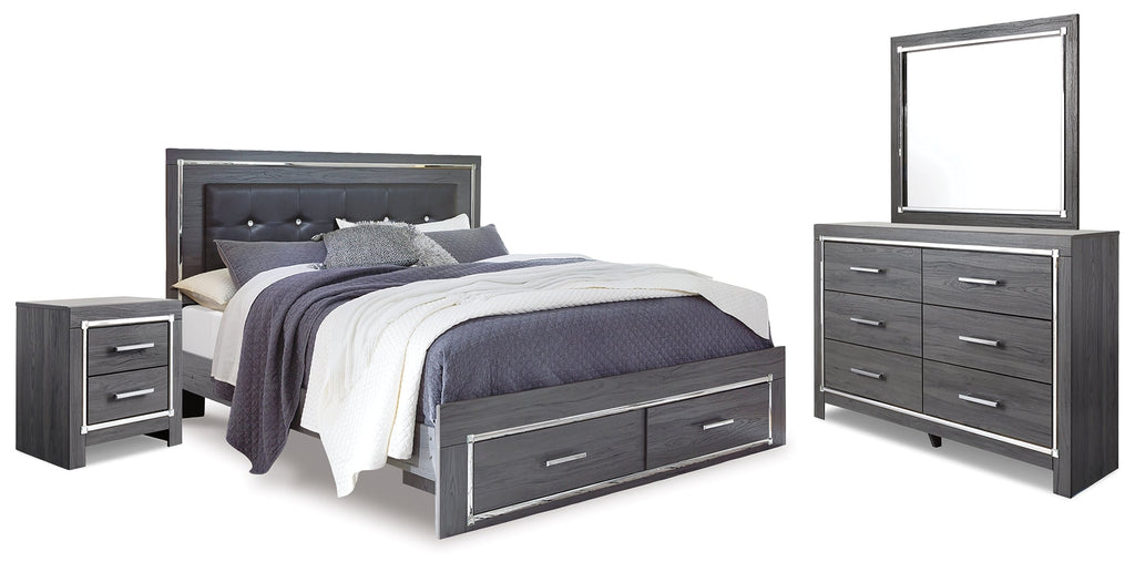 Lodanna King Panel Storage Bedroom Set, Gray