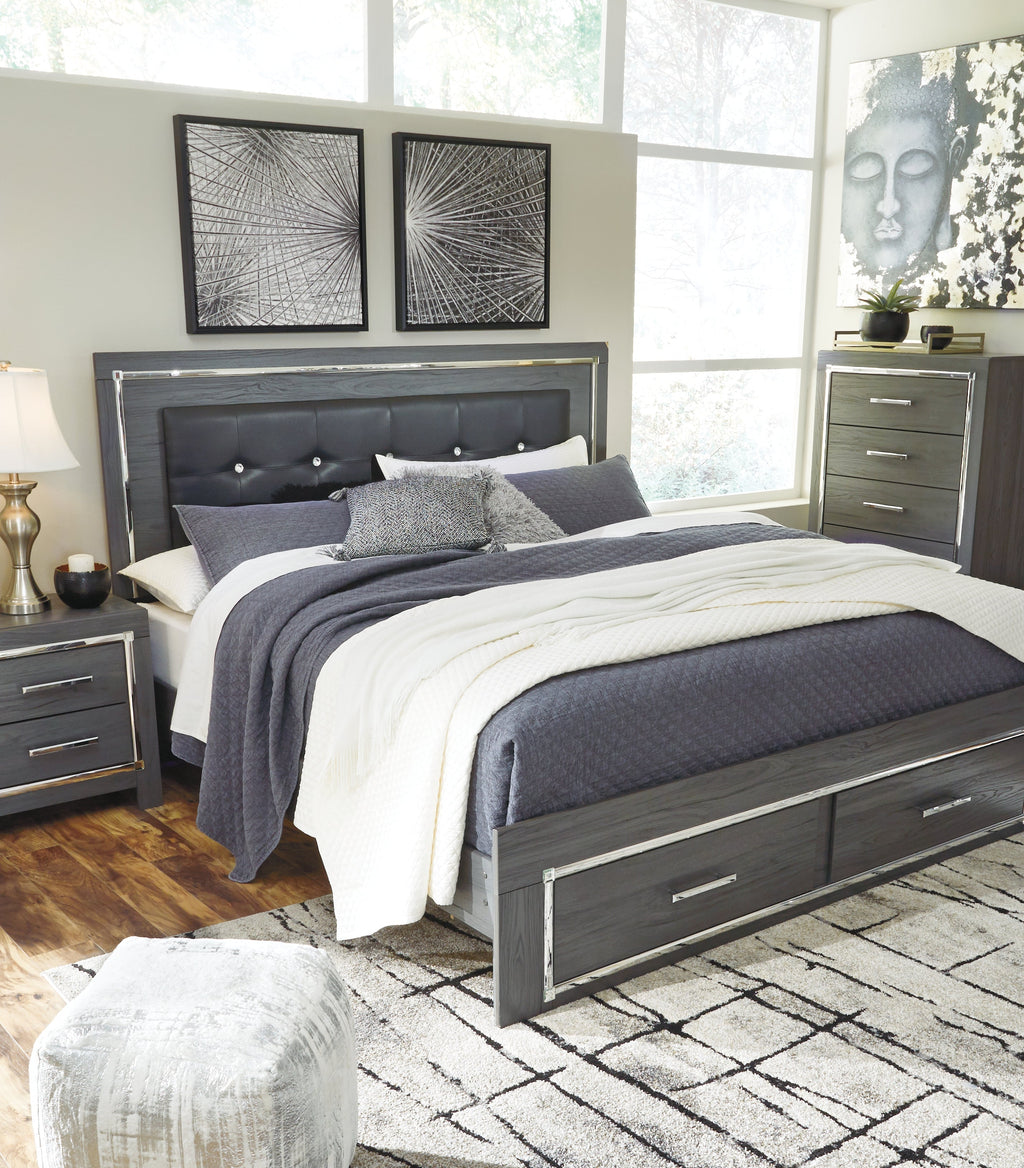 Lodanna King Panel Storage Bedroom Set, Gray