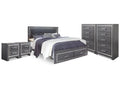 Lodanna Gray King Storage Bedroom Set with 2 Chests and 2 Nightstands