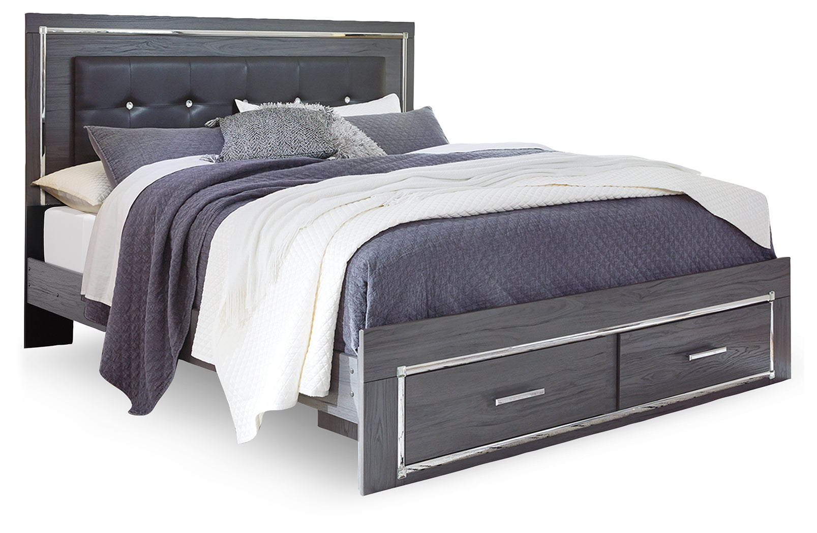 Lodanna Gray King Storage Bedroom Set with 2 Chests and 2 Nightstands