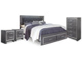 Lodanna Gray King Storage Bedroom Set with Chest and 2 Nightstands
