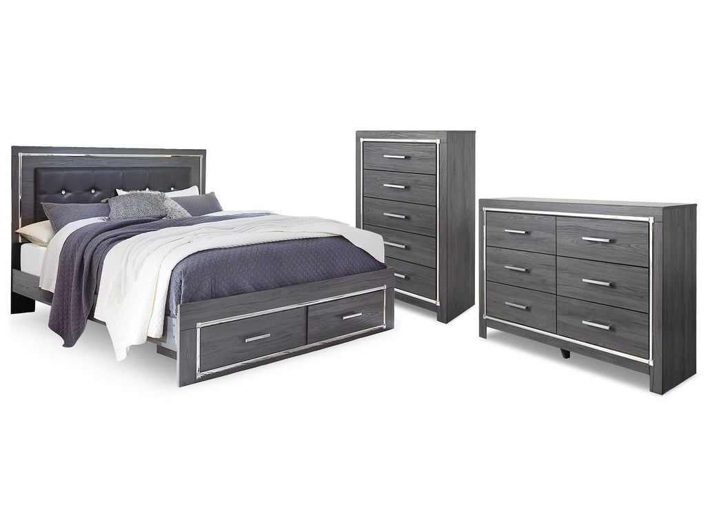 Lodanna Gray King Storage Bedroom Set with Dresser and Chest
