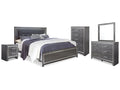 Lodanna King Upholstered Panel Bedroom Set, Gray