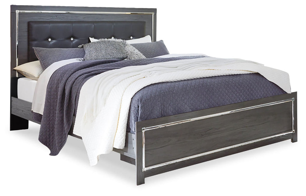 Lodanna King Upholstered Panel Bedroom Set, Gray