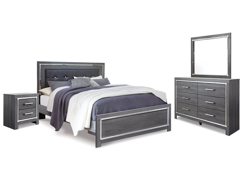 Lodanna King Upholstered Panel Bedroom Set, Gray
