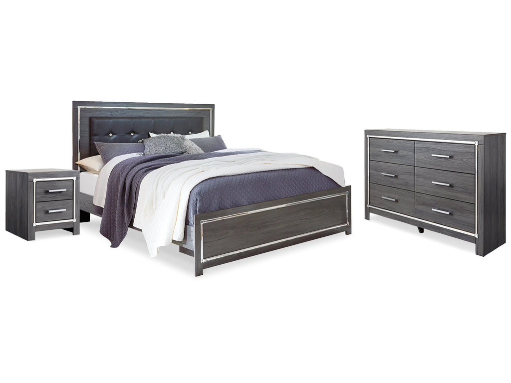 Lodanna King Upholstered Panel Bedroom Set, Gray