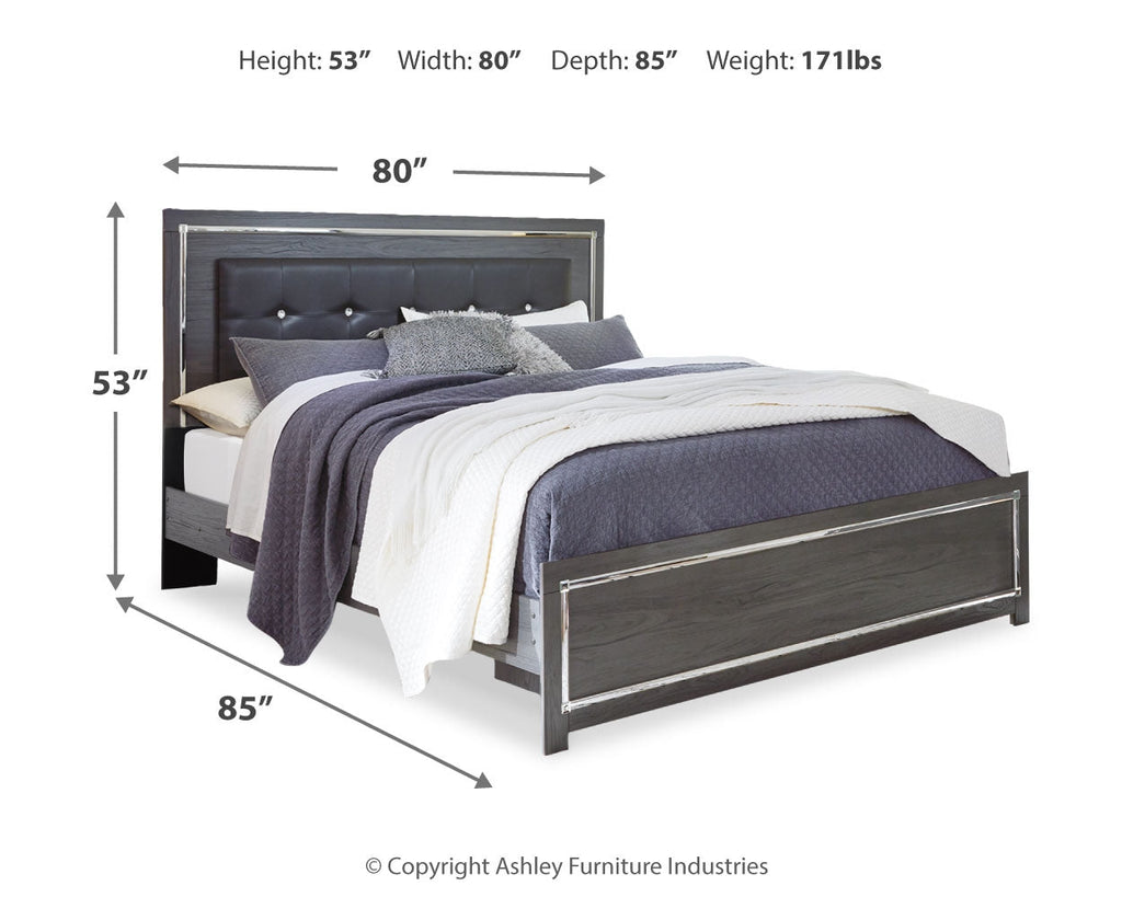 Lodanna King Upholstered Panel Bedroom Set, Gray