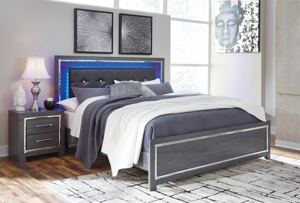 Lodanna King Upholstered Panel Bedroom Set, Gray