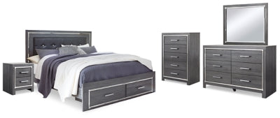 Lodanna King Upholstered Storage Bedroom Set, Gray