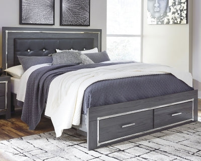 Lodanna King Upholstered Storage Bedroom Set, Gray
