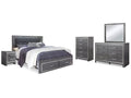 Lodanna King Upholstered Storage Bedroom Set, Gray