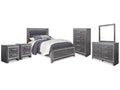 Lodanna Queen Panel Bed & Dresser & Mirror & Chest & 2 Nightstands, Gray
