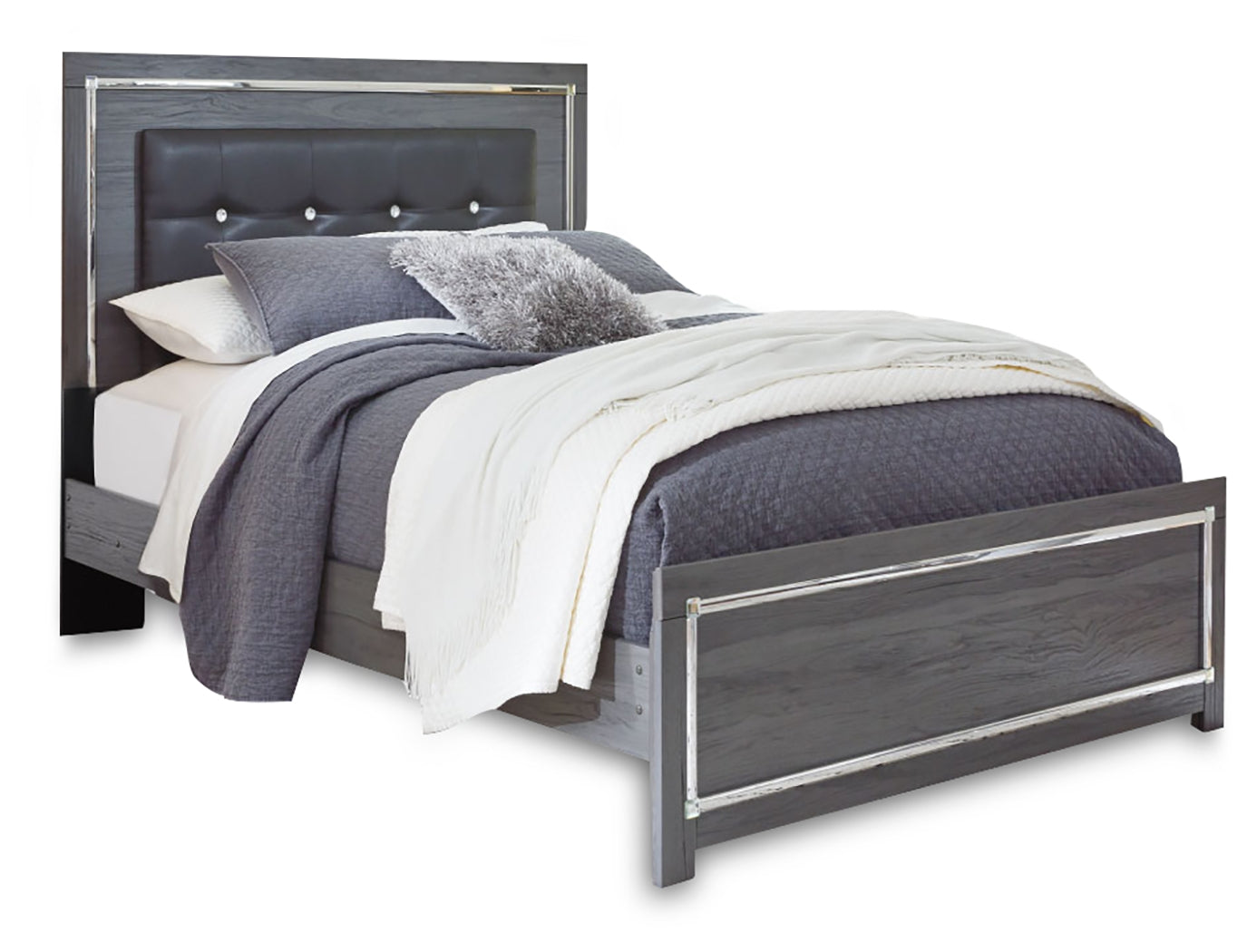 Lodanna Queen Panel Bed & Dresser & Mirror & Chest & 2 Nightstands, Gray