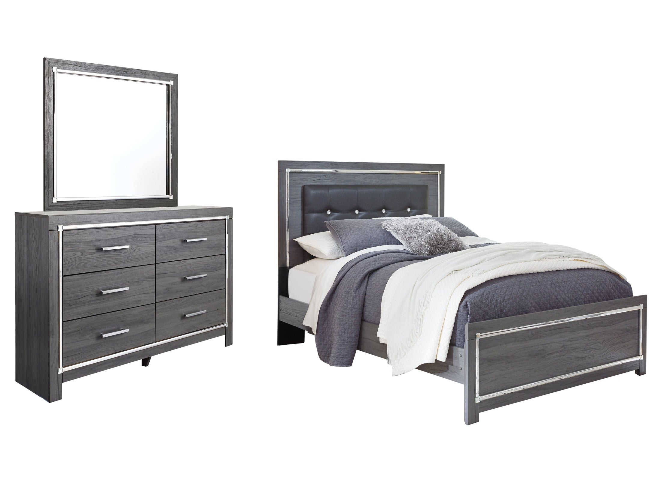 Lodanna Gray Queen Panel Bedroom Set with Dresser and Mirror